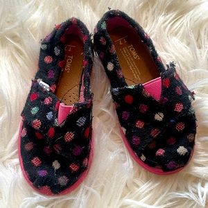 Tiny Toms Wool Black Polka Dot Alpargata Sip on Shoe Size 7